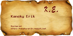 Kansky Erik névjegykártya